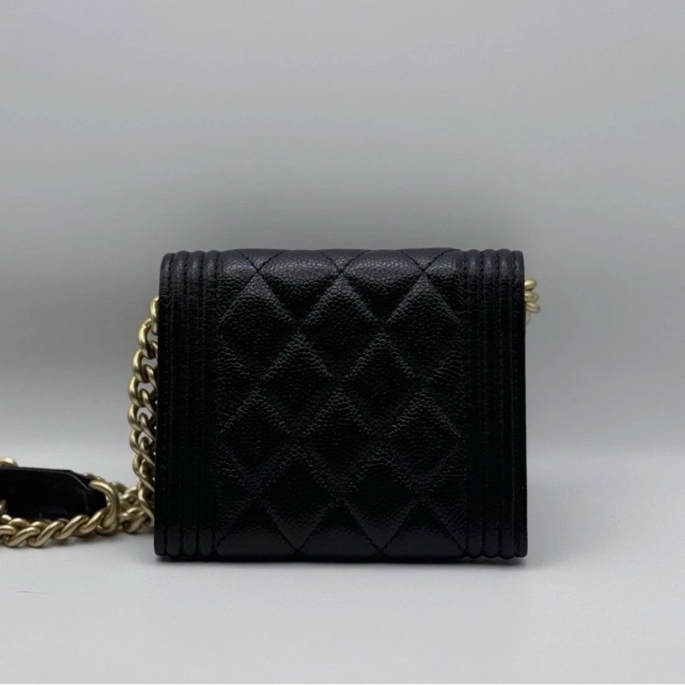 CHANEL Boy Chanel Mini Shoulder Bag Wallet on Chain Caviar Leather Black GHW - Picture 2 of 6